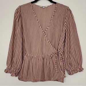 Madewell Puff Sleeve Peplum Wrap Top Size Small